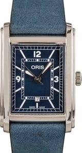 Oris Rectangular Blue Dial & Leather Strap