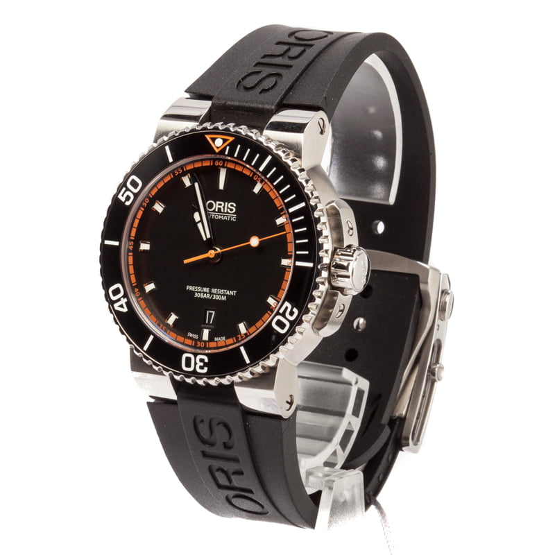 Cinturino Oris Aquis Diver In Gomma Nera 42634 &ndash; 26mm, Con Fibbia In Acciaio, Nuovo