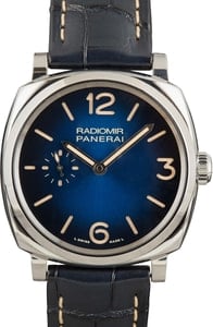 Panerai Radiomir 42MM Stainless Steel, Leather Strap Blue Arabic Dial, B&P (2020)