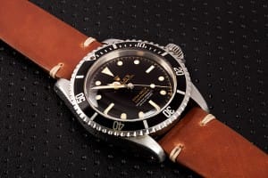 rolex submarner 5512 brown leather strap