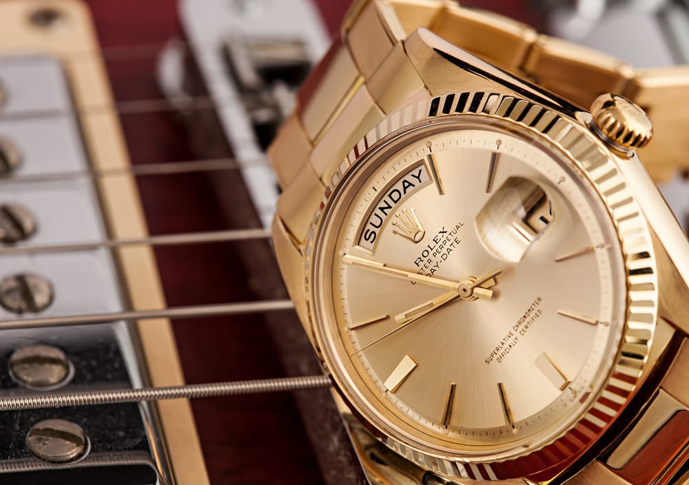 vintage gold rolex day date president bridge les paul gibson