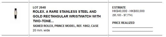 Rolex Reference 1862 Rolex Reference 1862