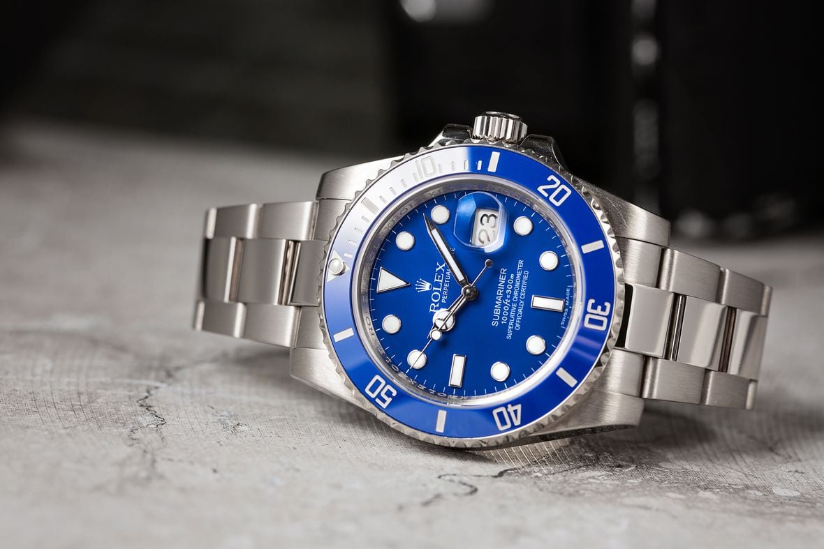 Rolex Submariner White Gold Smurf 116619 Blue Dial