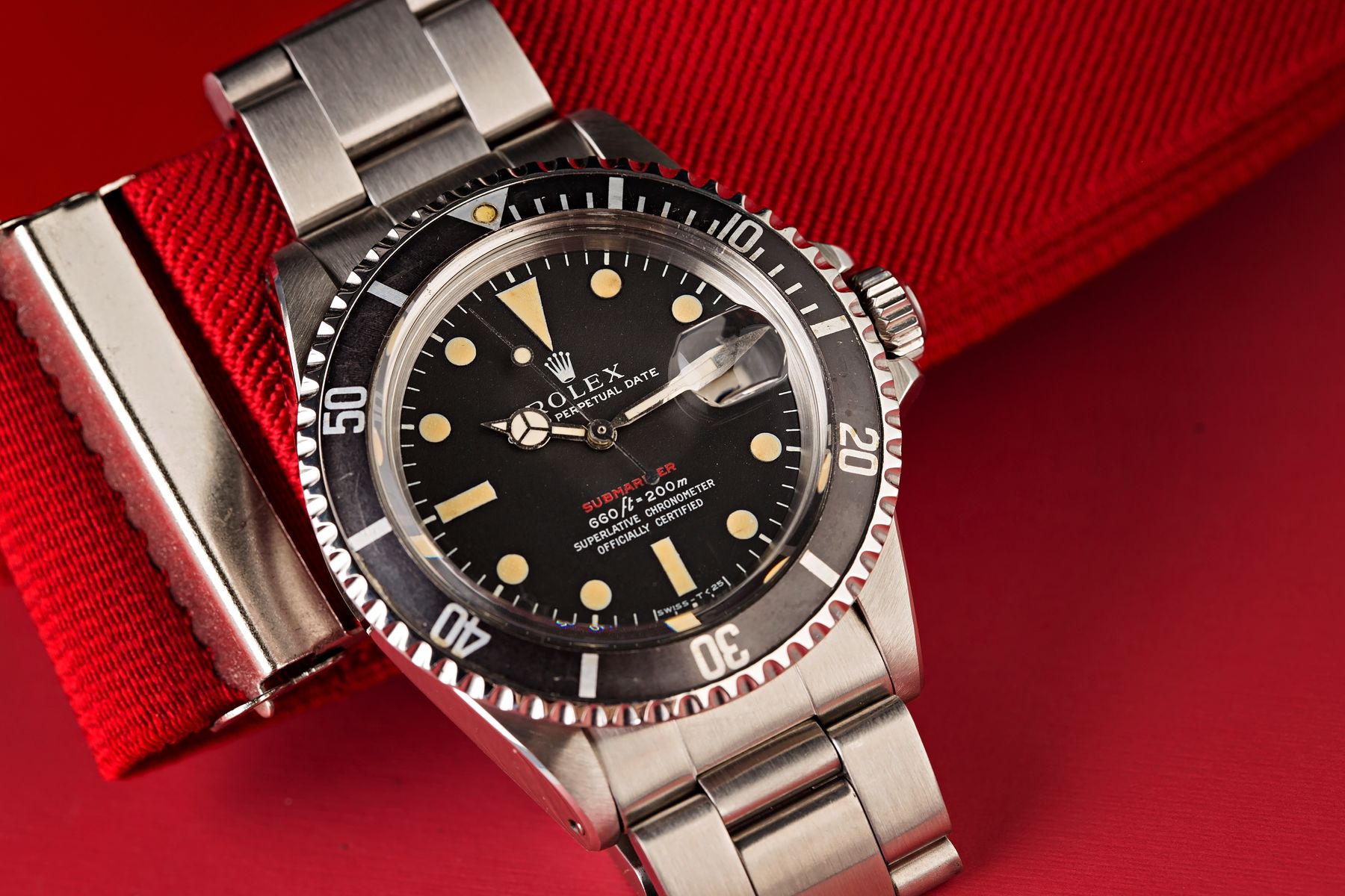 Vintage Rolex Red Submariner 1680 Black Bezel