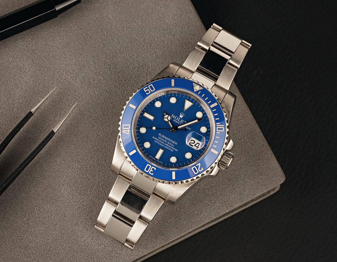 Rolex Submariner Smurf White Gold 116619 Blue Dial