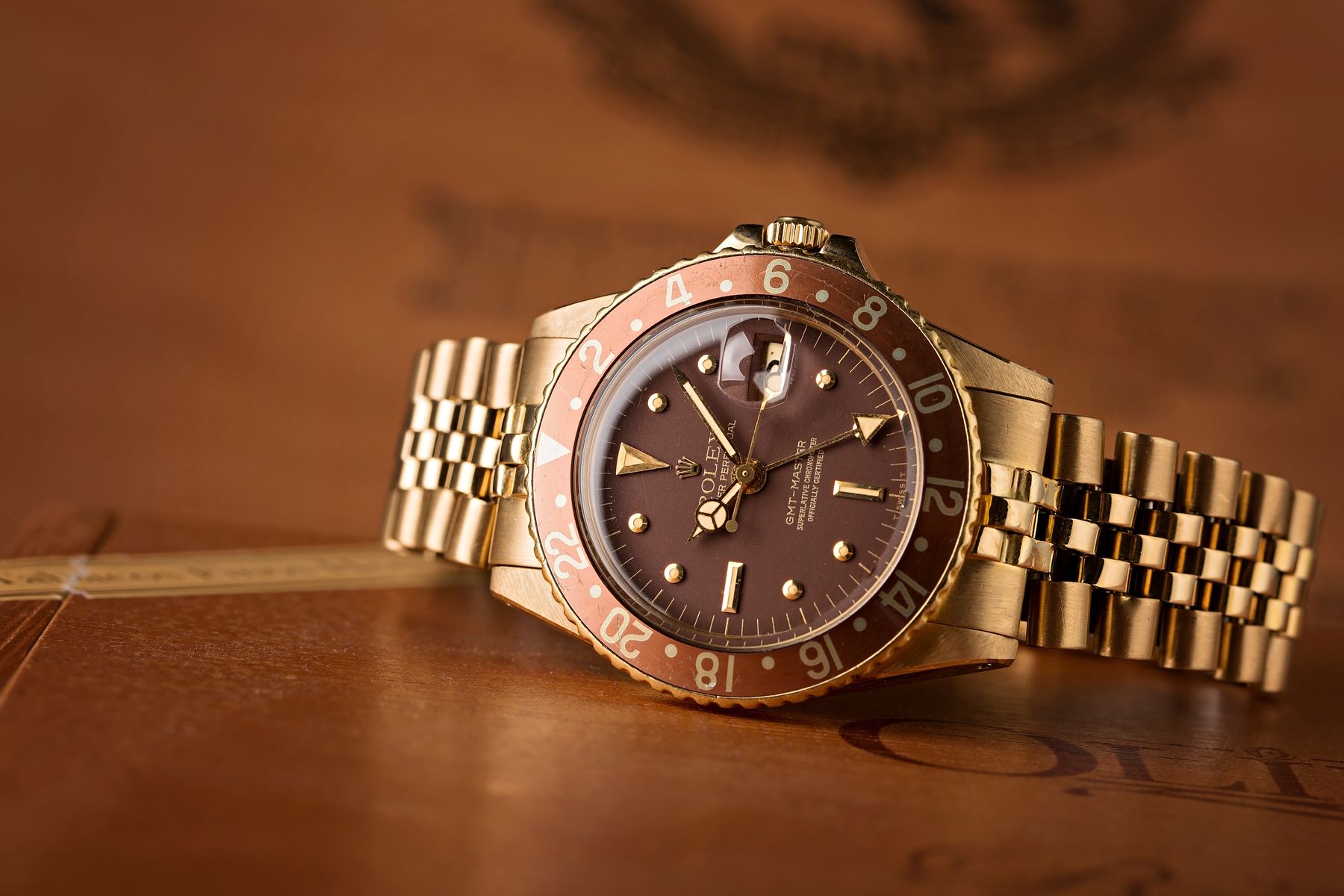 Rolex GMT-Master 1675 18k Yellow Gold Brown Dial