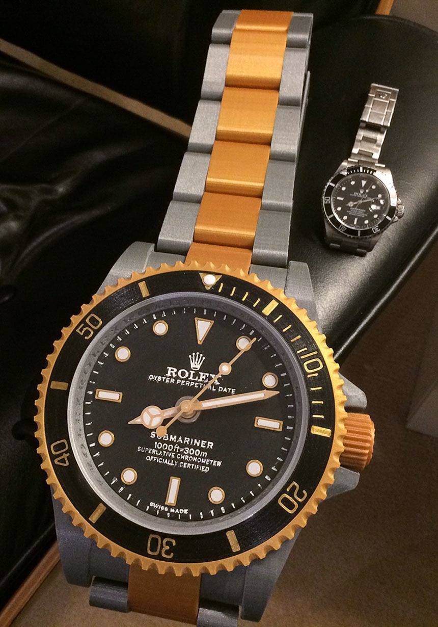 This "Submariner" is slightly different from his personal watch. 3d printed rolex submariner