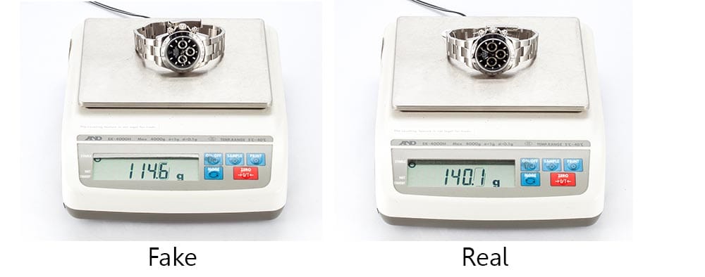 real vs fake rolex weight