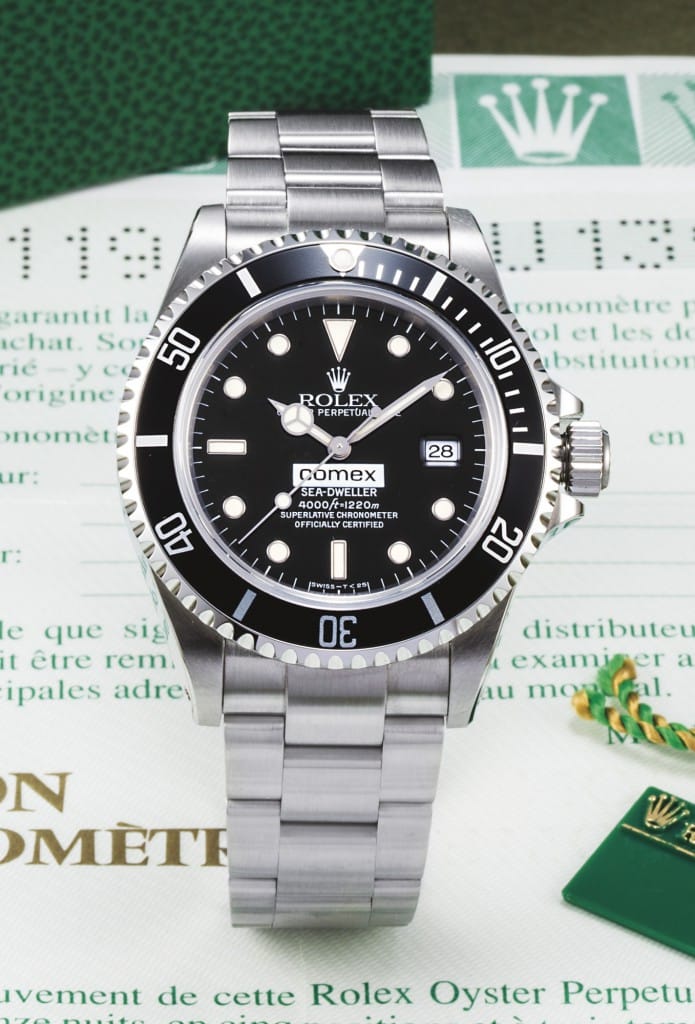Comex needed a watch that would be able to handle extreme depths in the ocean, and Rolex gave them this. Comex Sea-Dweller Circa 1997
