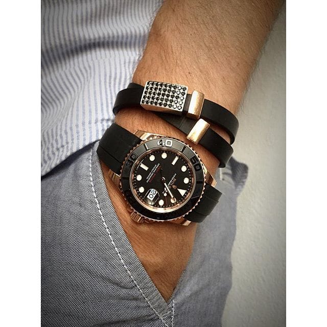An Everose Gold Yacht-Master fits great on a man's wrist. @ragnar_denmark's wristgame