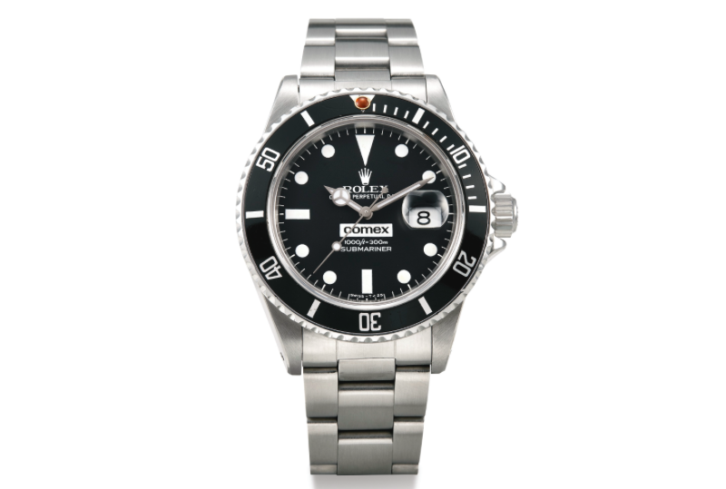 The relationship between Rolex and COMEX dates back from the 1960s. Rolex COMEX Submariner 16800 (Image courtesy of Sotheby's)