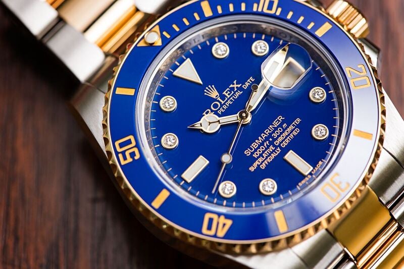 rolex submariner blue with diamonds