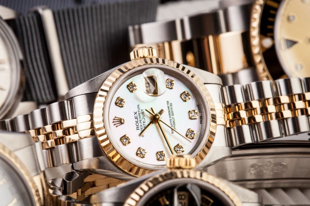 Two-tone Rolex Lady Datejust with diamonds and fluted bezel