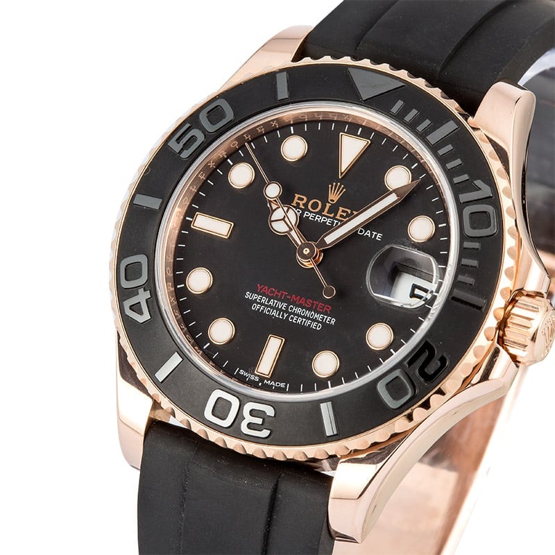 rolex yachtmaster rose gold rubber strap