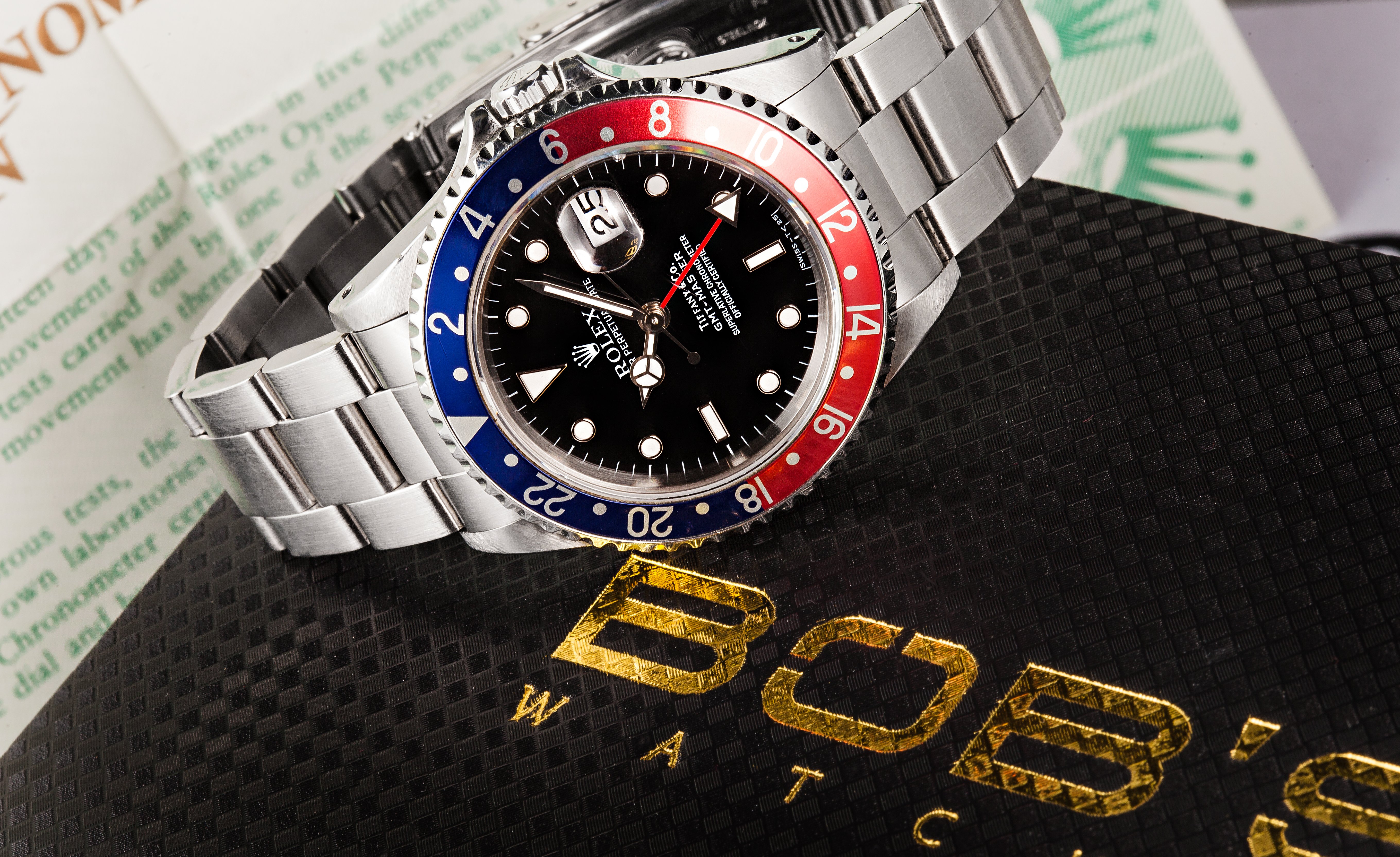 This Tiffany GMT-Master comes from a reputable dealer. Buy Used Rolex from Bob's Watches.