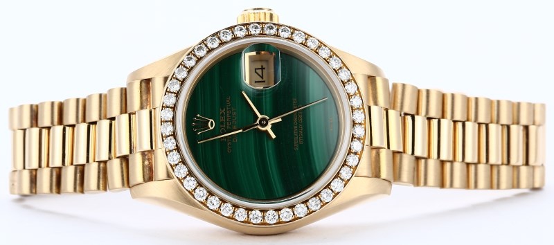 Ladies Datejust President ref. 69138 with a malachite dial Ladies Datejust President ref. 69138 with a malachite dial