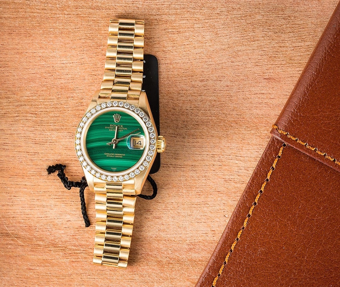 womens rolex green face