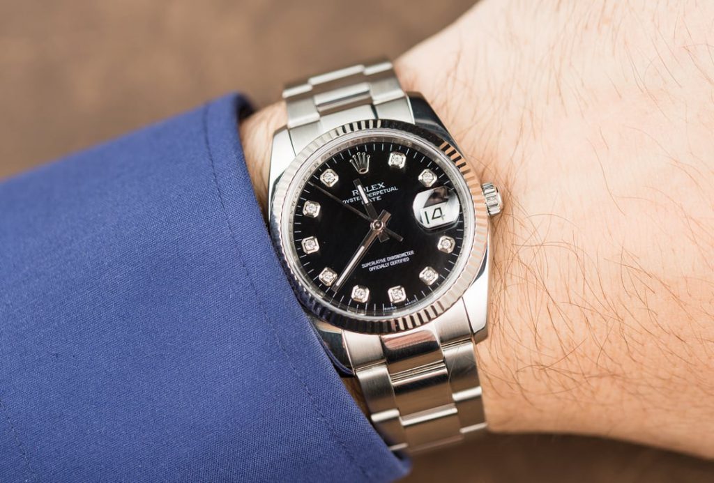 Rolex Oyster Perpetual Date ref. 115234 with diamond dial Rolex Oyster Perpetual Date ref. 115234 with diamond dial