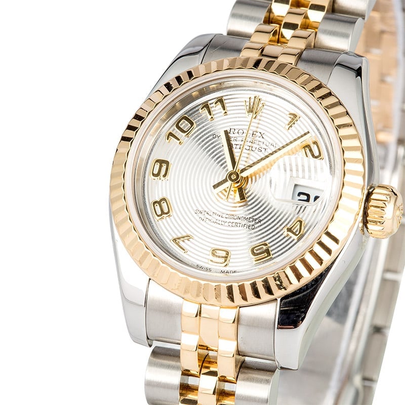 Lady-Datejust ref. 179173 with silver concentric dial