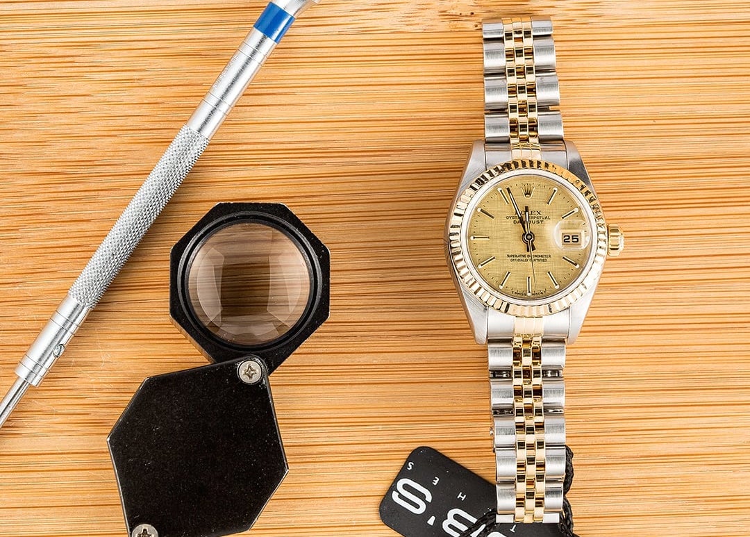 Rolex Lady-Datejust 79173 with a linen dial and a two-tone Jubilee bracelet. Rolex Lady-Datejust 79173 with a linen dial