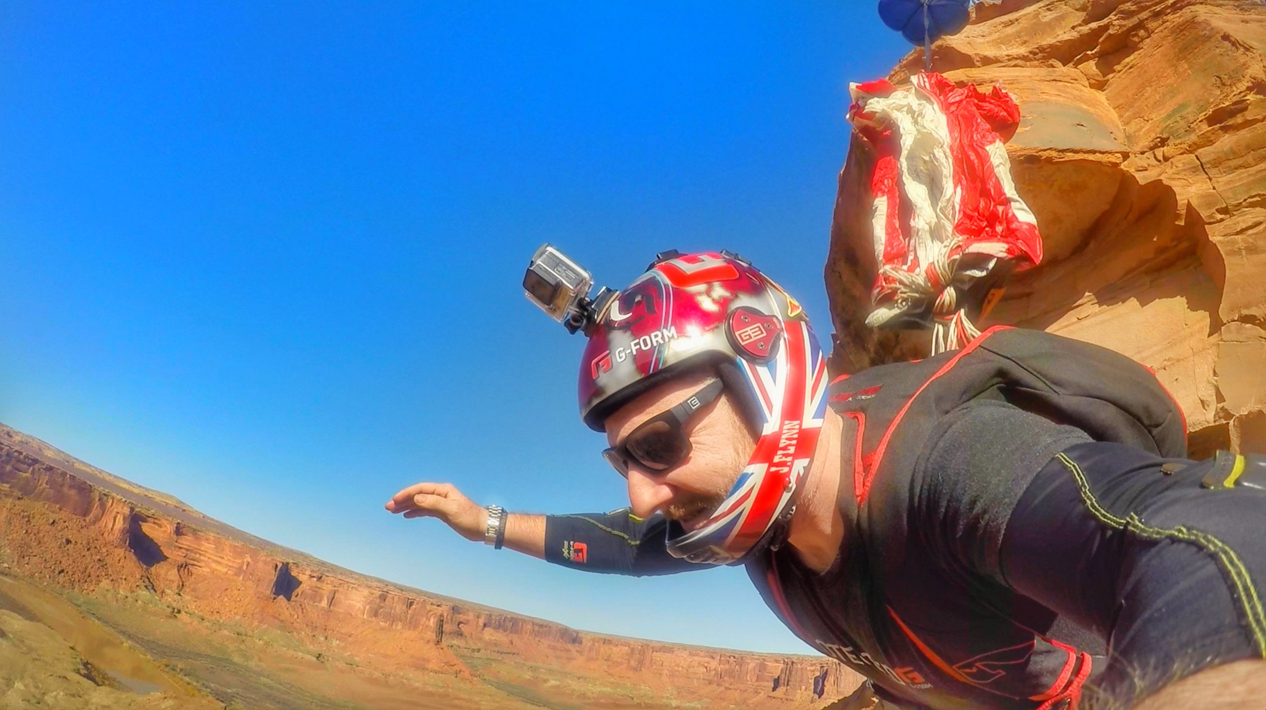 Parachute deploying during a 450ft jump Parachute deploying during a 450ft jump