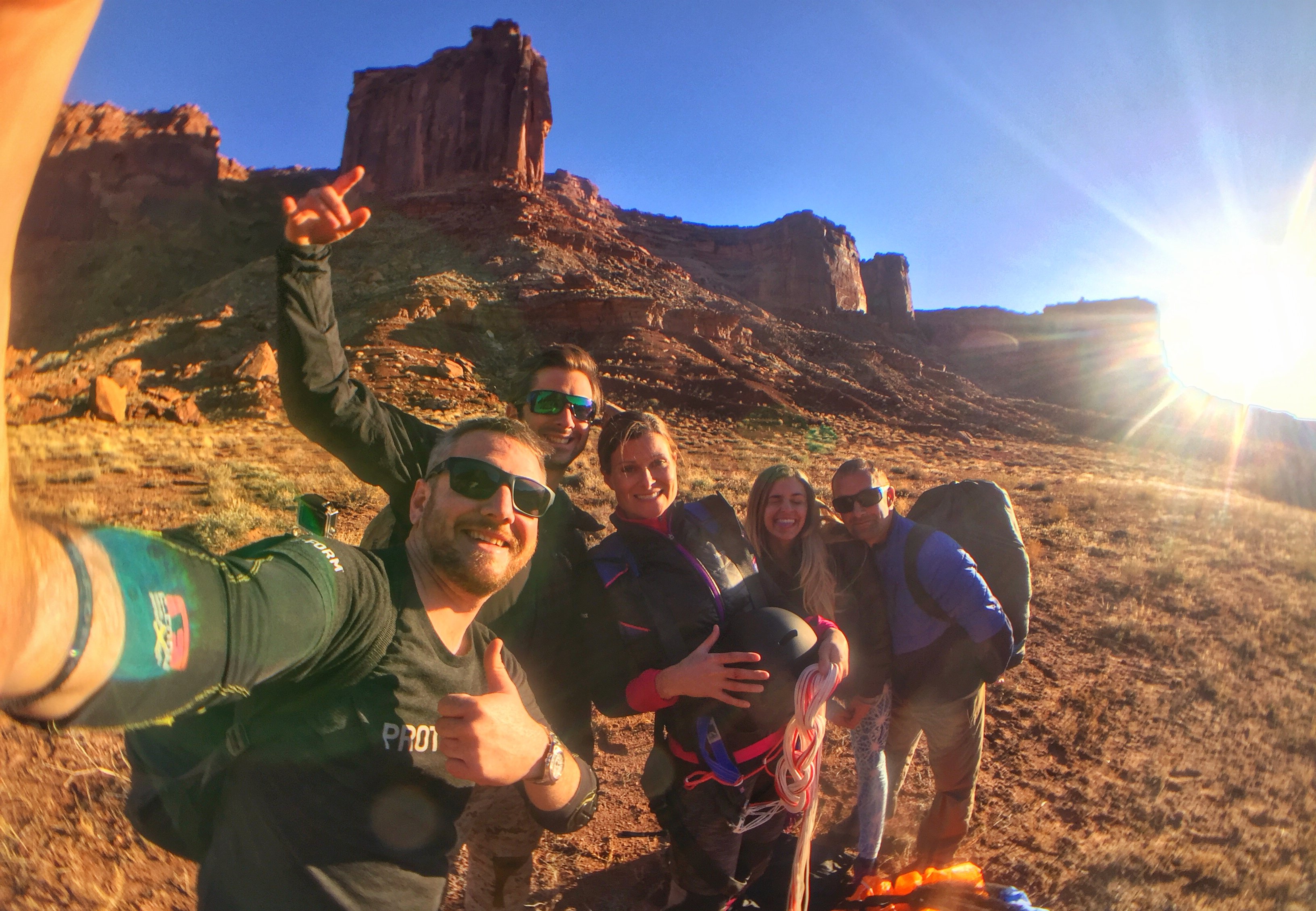 Jamie Flynn and his friends right after they jump 450ft in Moab, Utah. Jamie Flynn and his friends right after they jump 450ft in Moab, Utah.