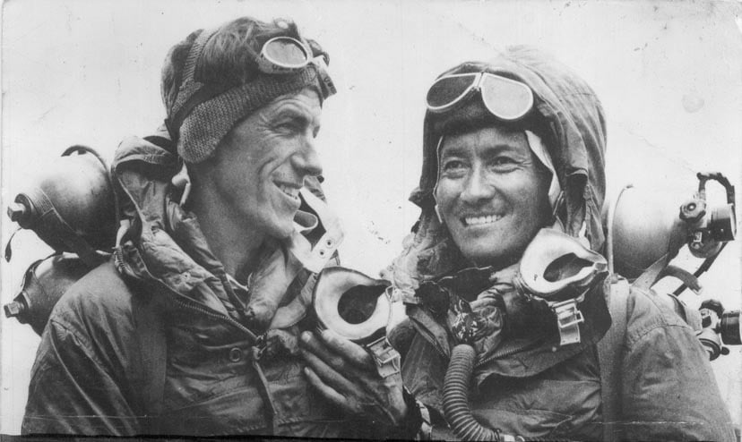 Hillary and Norgay successfully climb Mt. Everest. These Rolex adventurers were the first to successfully scale the mountain.