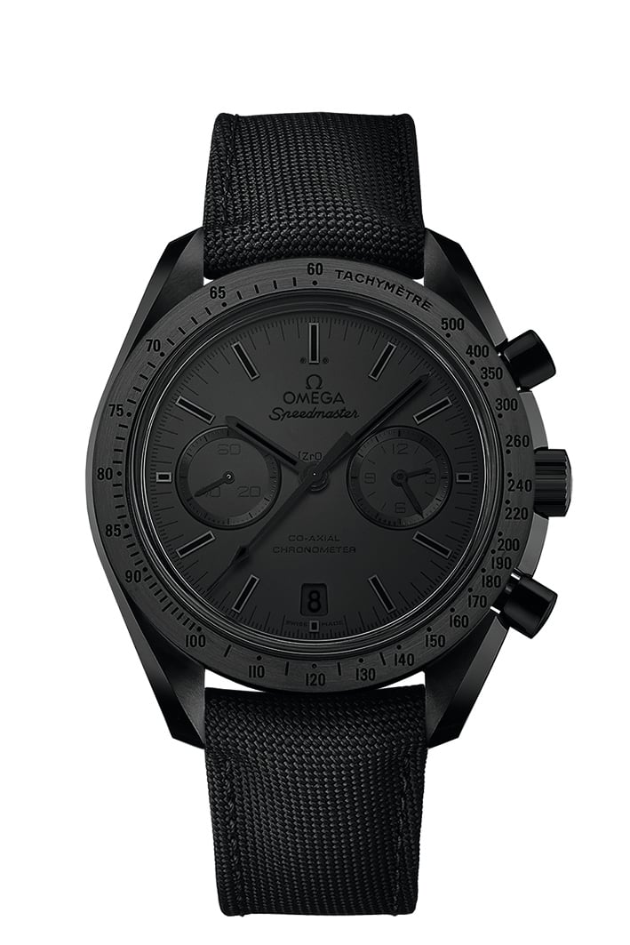 The Speedmaster that Julian “Magic Hands” Edelman relieves is a completely blacked out Omega Speedmaster. The Omega Speedmaster is completely blacked out.