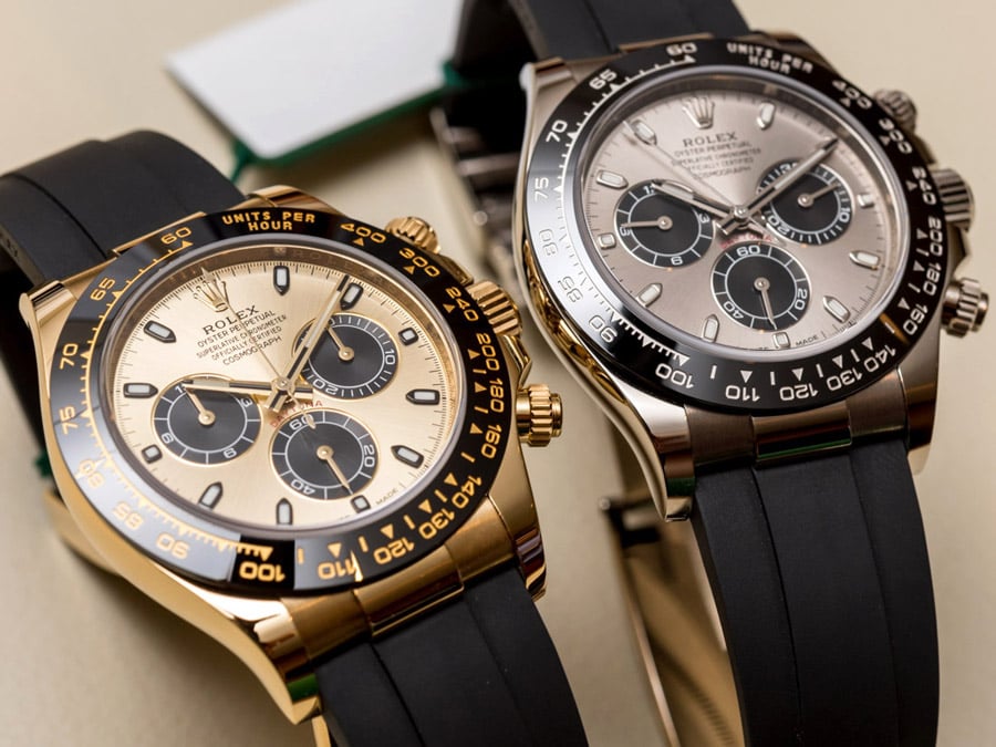 rolex daytona gold with rubber strap