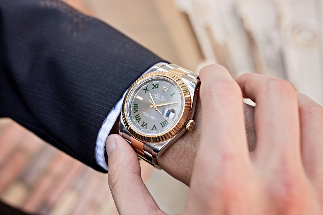 rolex datejust with suit