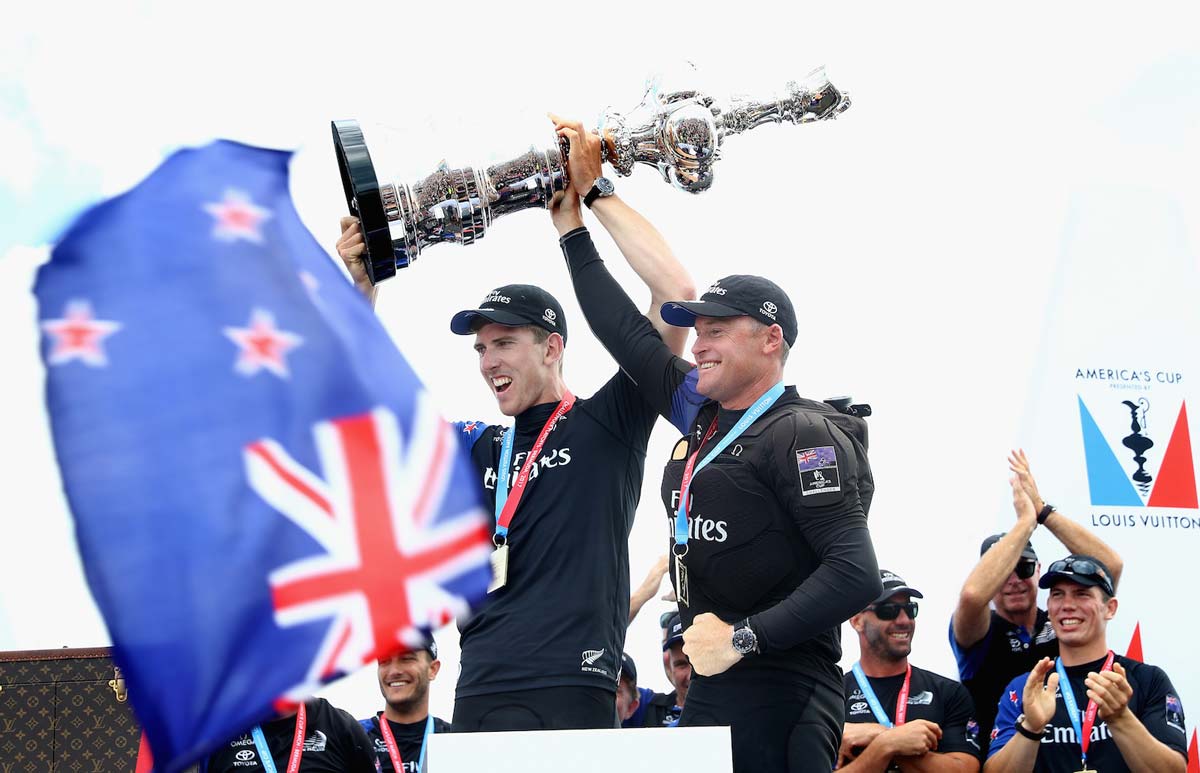 Omega and ETNZ have truly put on a great show this year at America's Cup. Omega and ETNZ are both celebrating as they win.