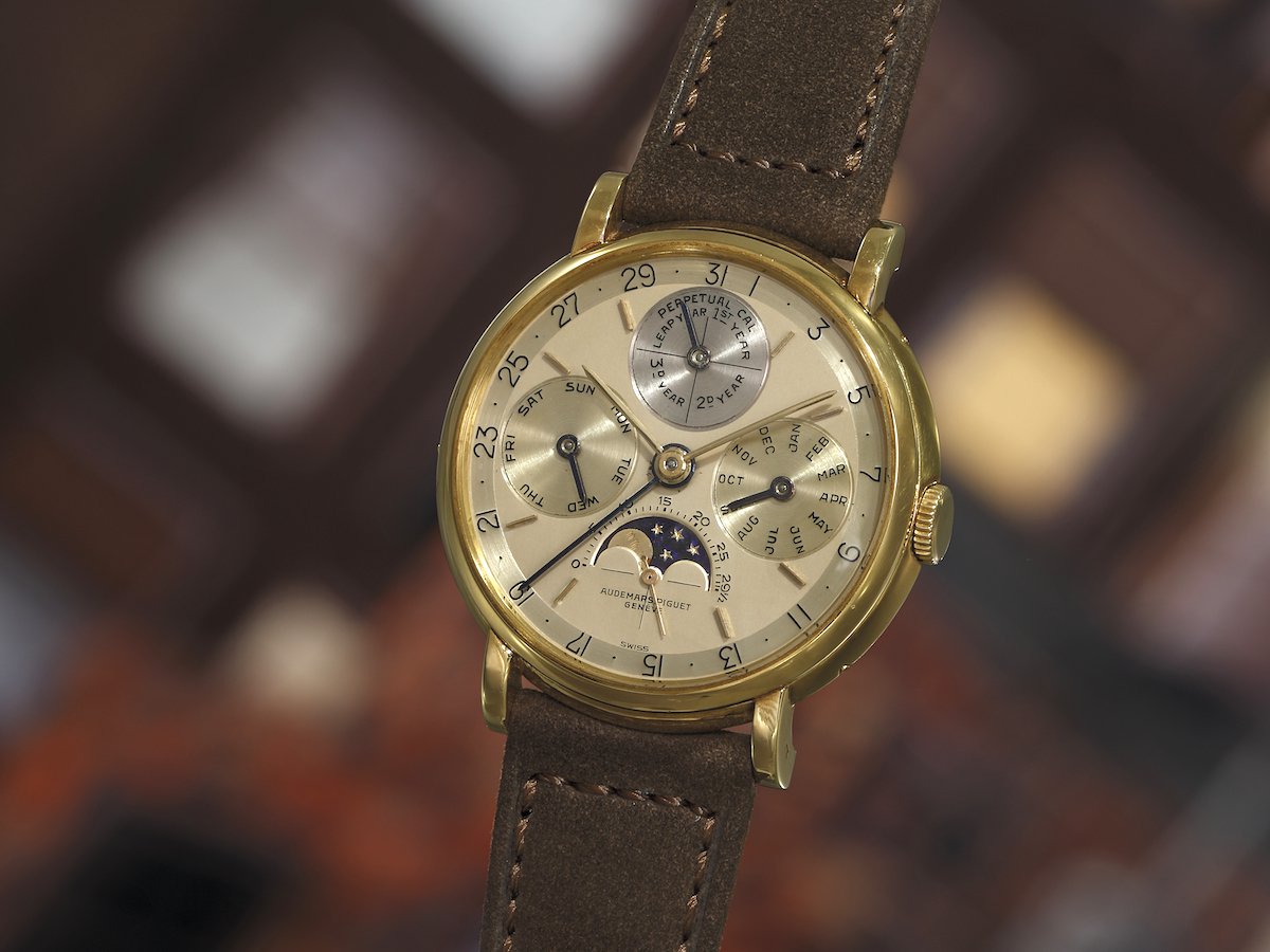 The Audemars Piguet Ref. 5516 Perpetual Calendar has a unique dial. Phillips Auction 2017