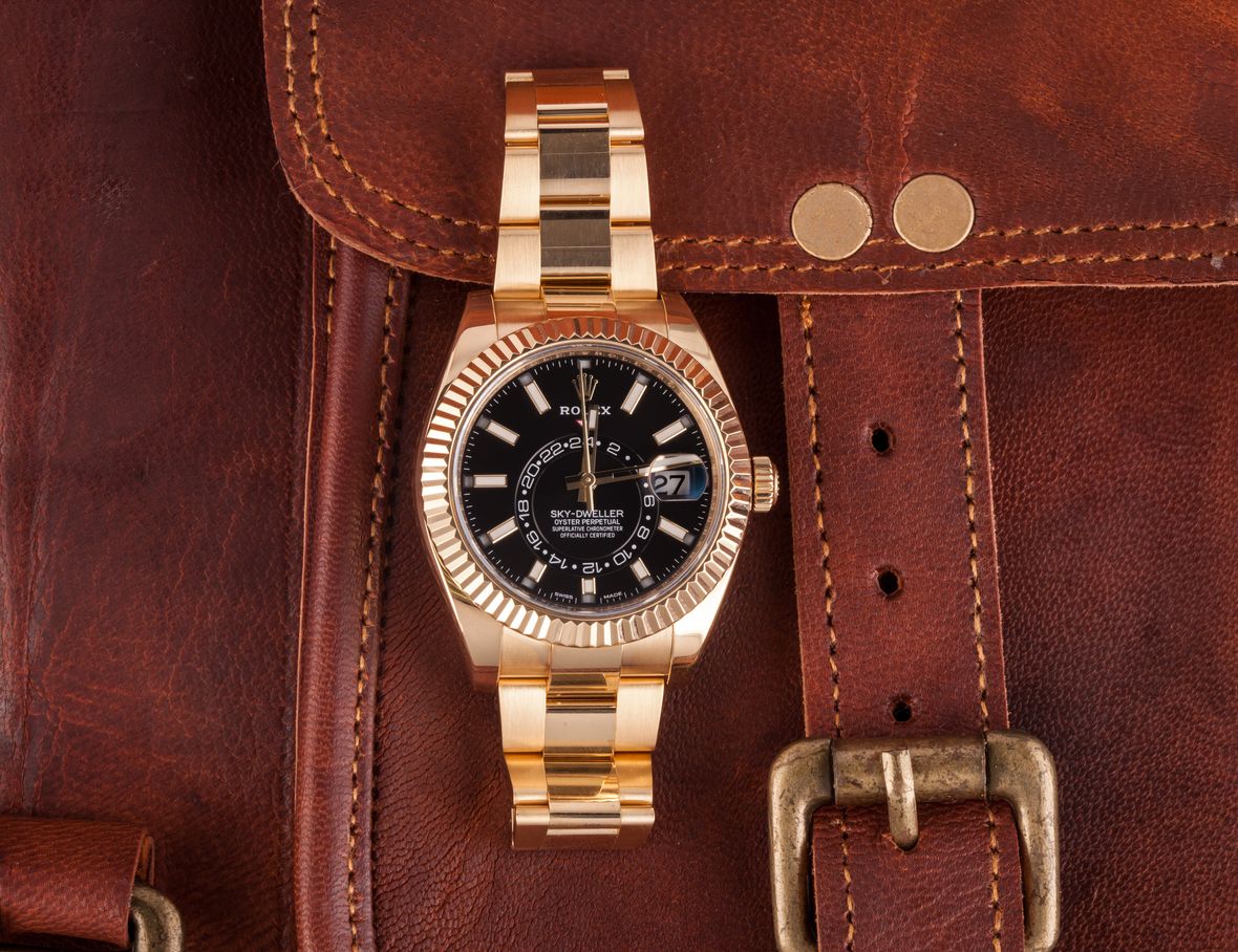  Black and Gold Rolex Watches Sky-Dweller Oyster Bracelet 326938
