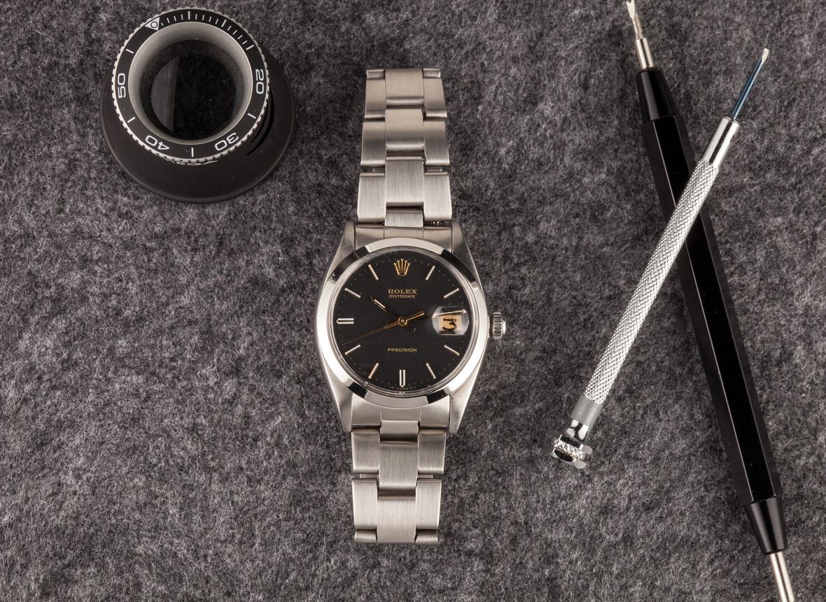 Rolex Oysterdate Precision 6694 Black Dial Stainless Steel