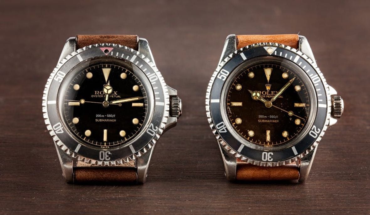 Vintage Rolex Submariner 5512 Watch Comparison Crown Guards