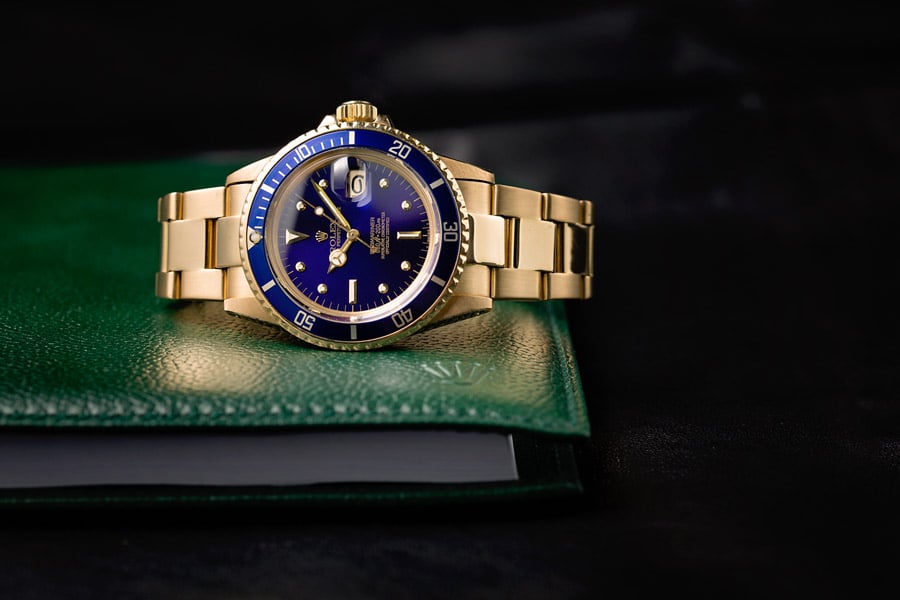 First Rolex Submariner Gold Watch Blue Dial