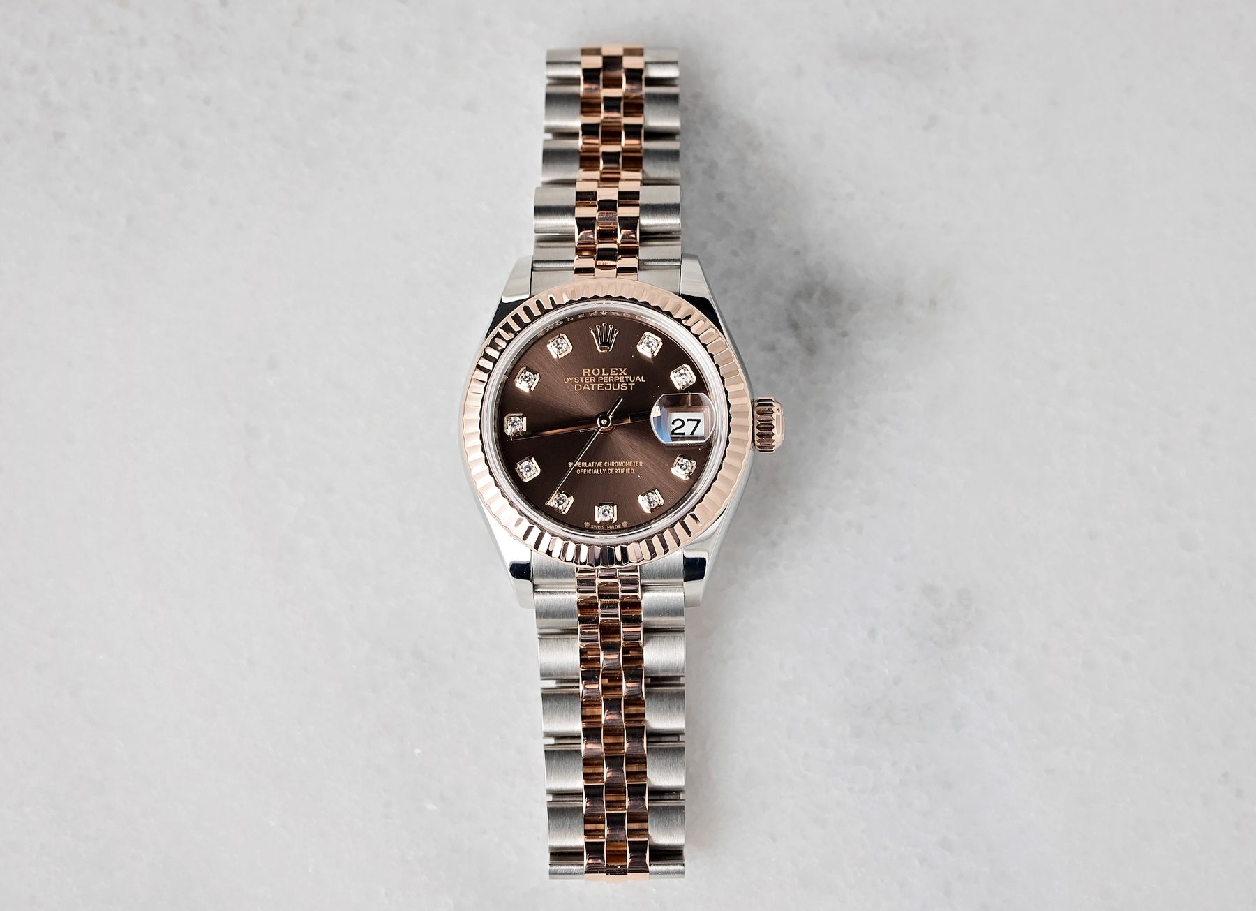 Rolex Lady-Datejust 28 Everose Rolesor Diamond Dial