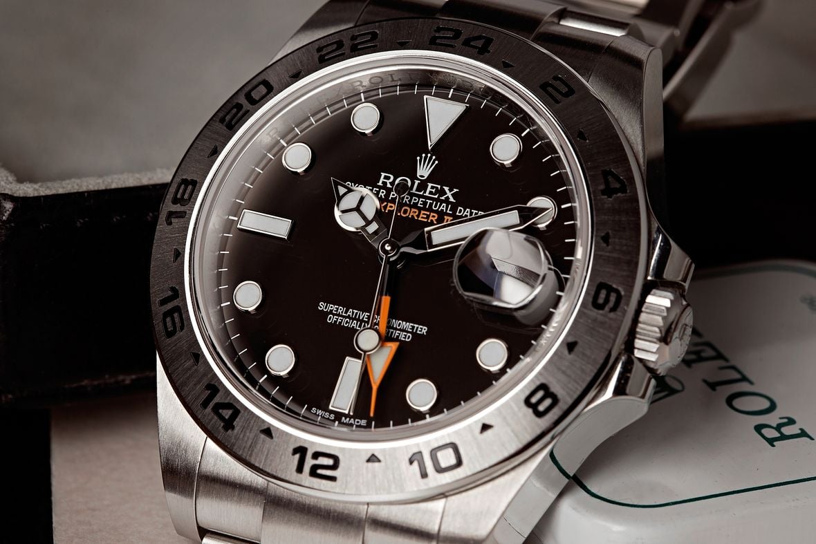 Oystersteel Rolex Explorer II Black Dial 216570