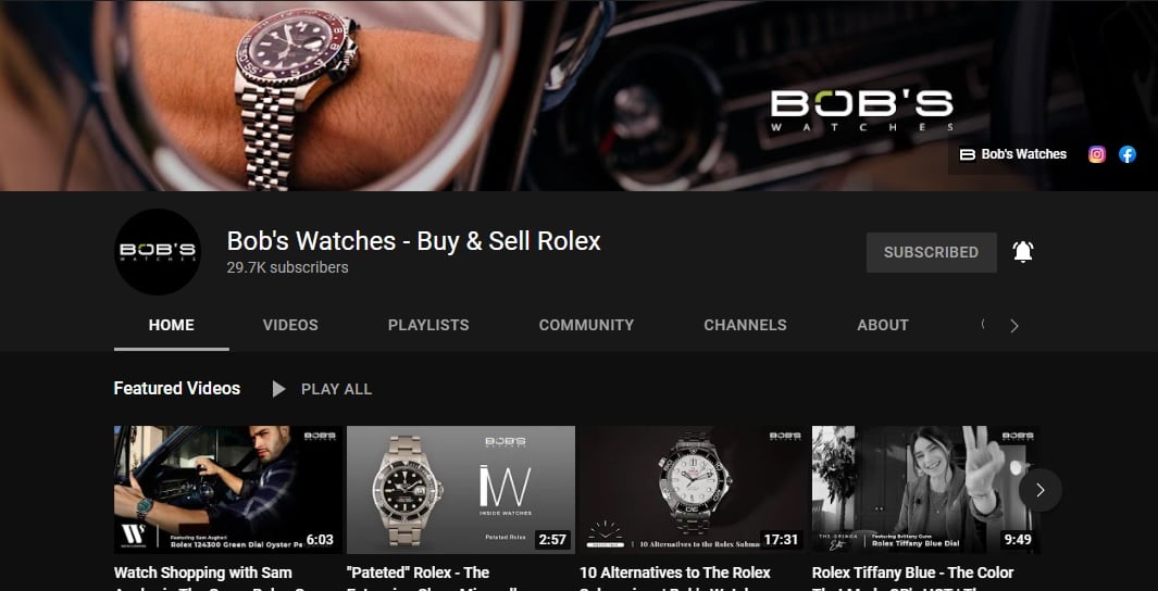 Bob's Watches YouTube