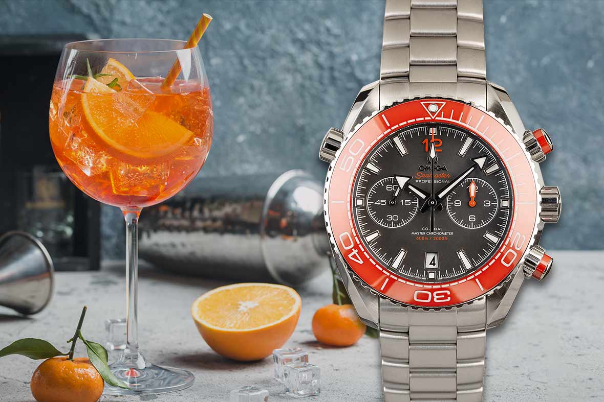 Aperol Spritz and Omega Seamaster Planet Ocean Chronograph