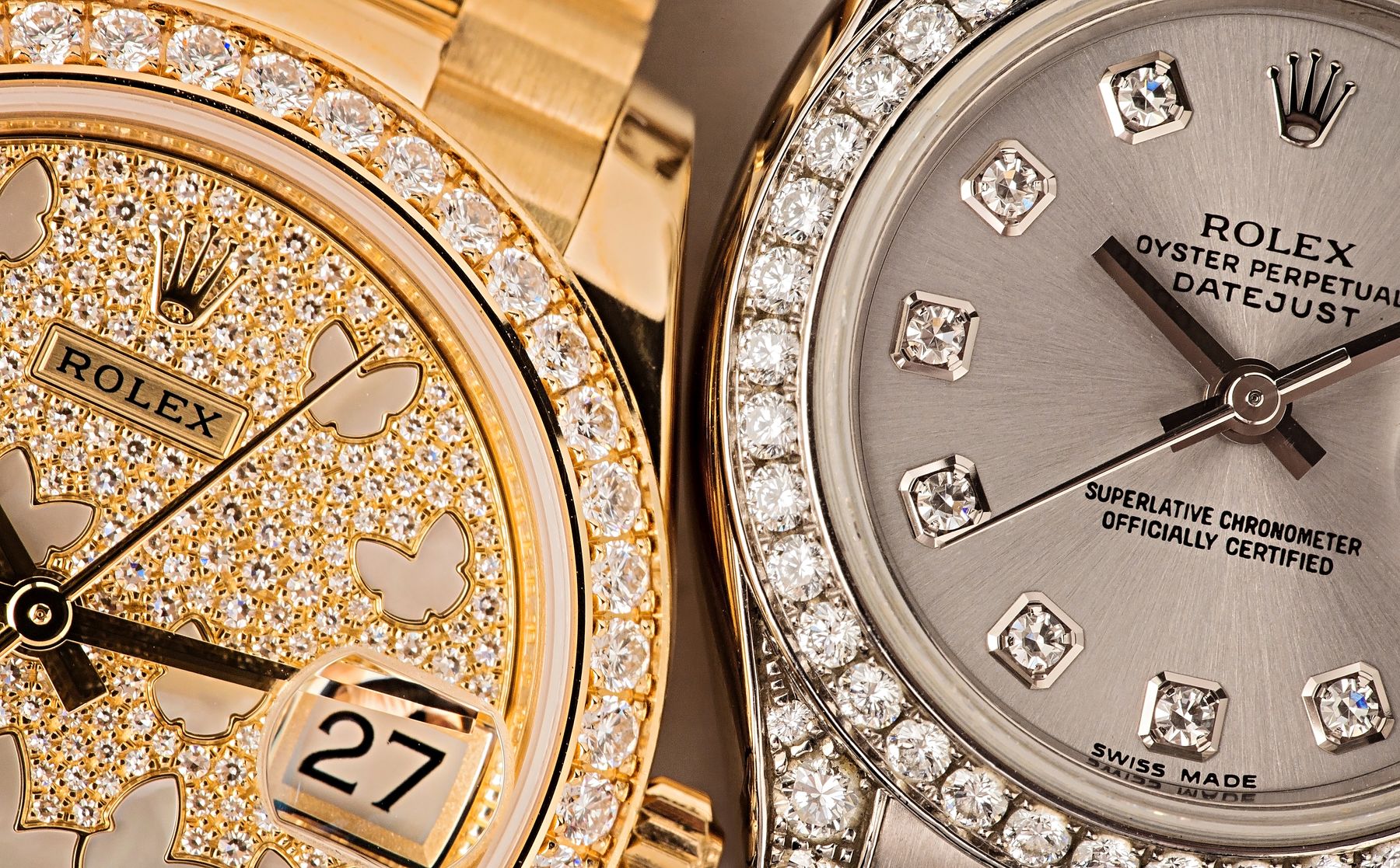 Gold Rolex Ladies President Watches Diamond Dials