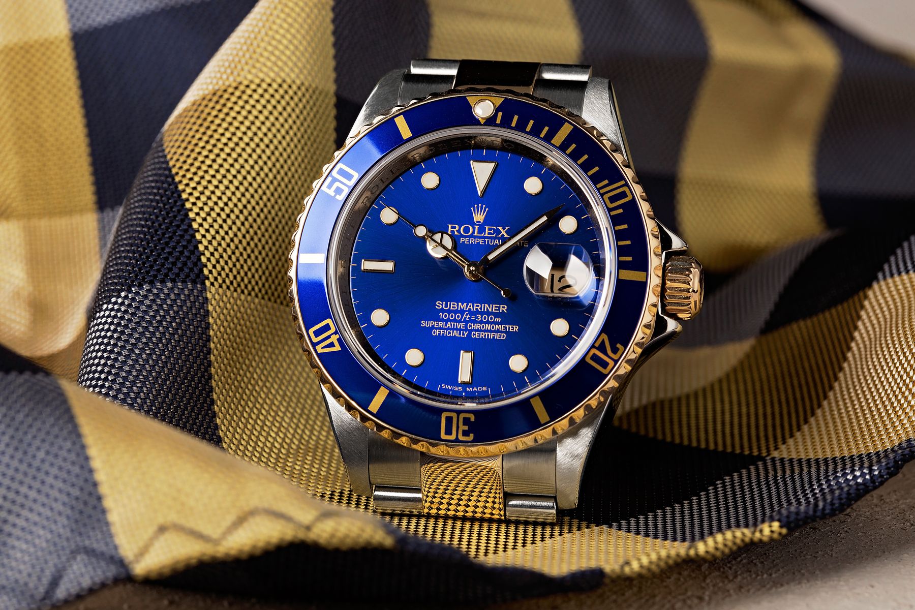 Two-Tone Rolex Submariner Steel and Gold 16613 Blue Dial