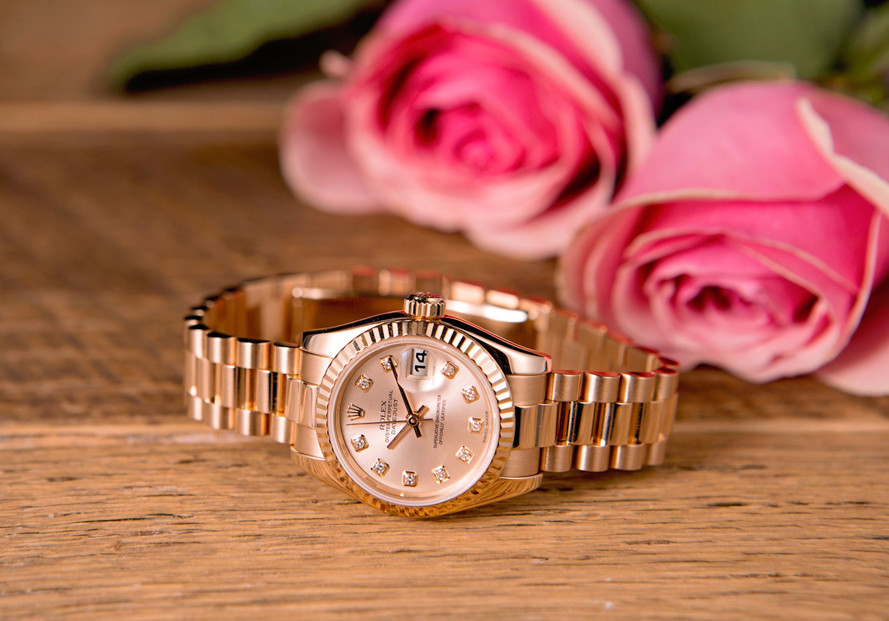 Gold Rolex Ladies President Everose Diamond Dial