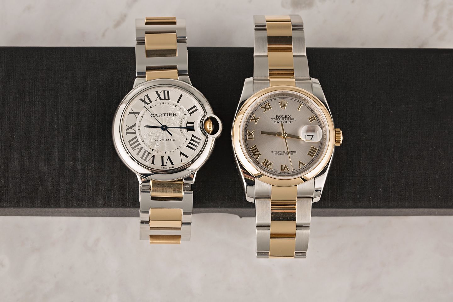 cartier ballon bleu or rolex datejust