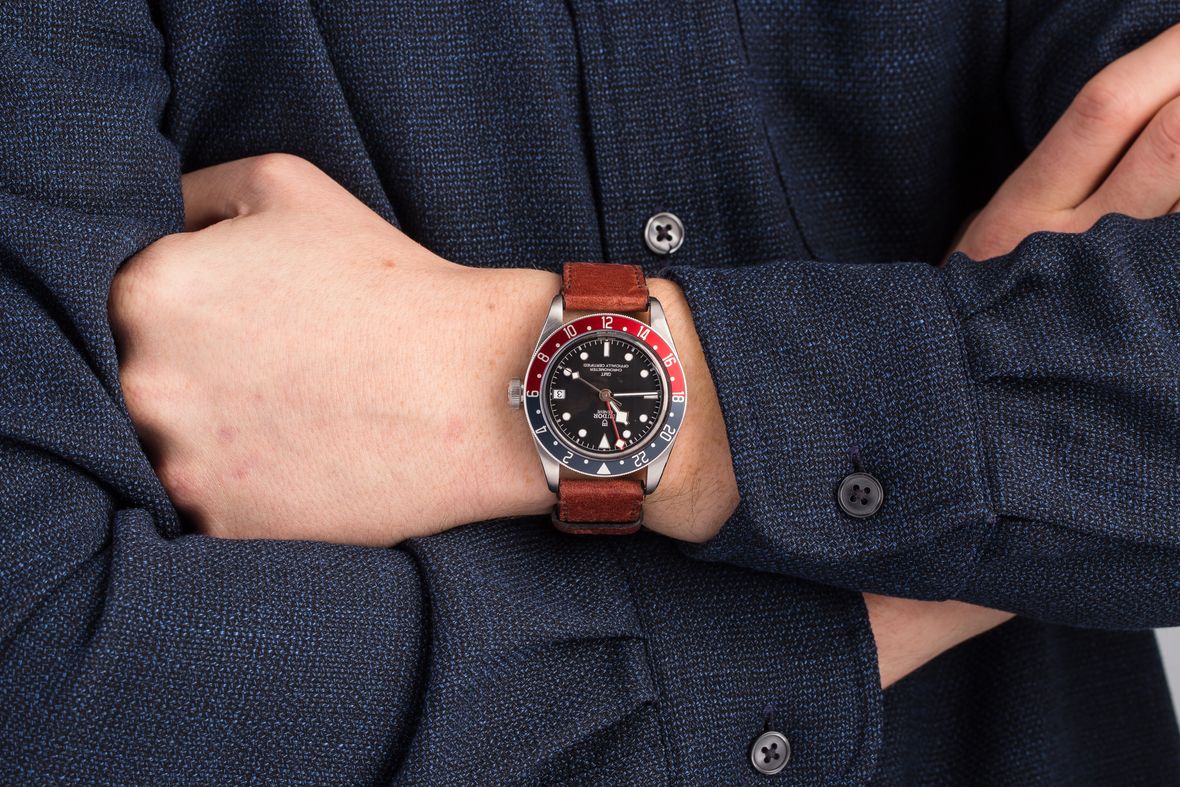 GMT Watches Tudor Black Bay Pepsi Leather Strap