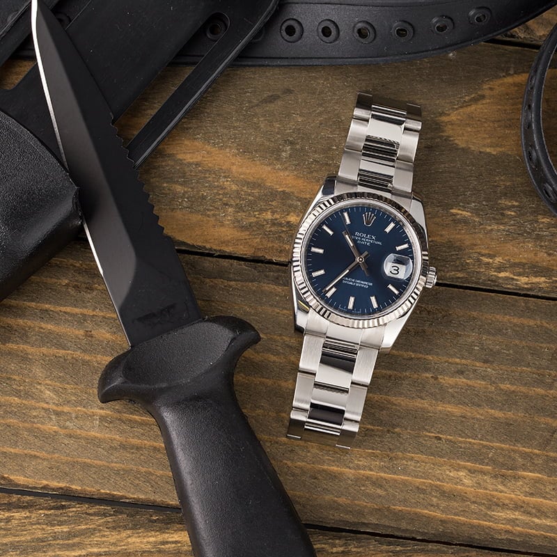 rolex oyster perpetual 34mm blue