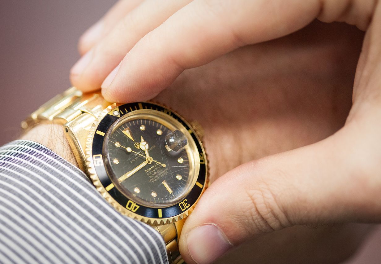 First Vintage Rolex Submariner Gold Watch Black Tiffany Dial