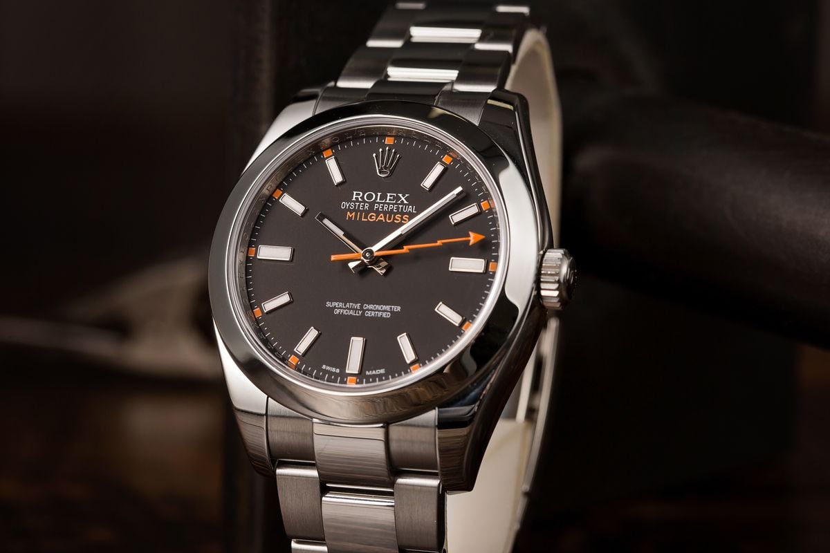 rolex milgauss black orange