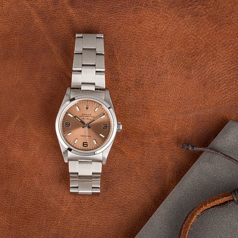 Stainless steel Rolex Air-King 14000 salmon dial