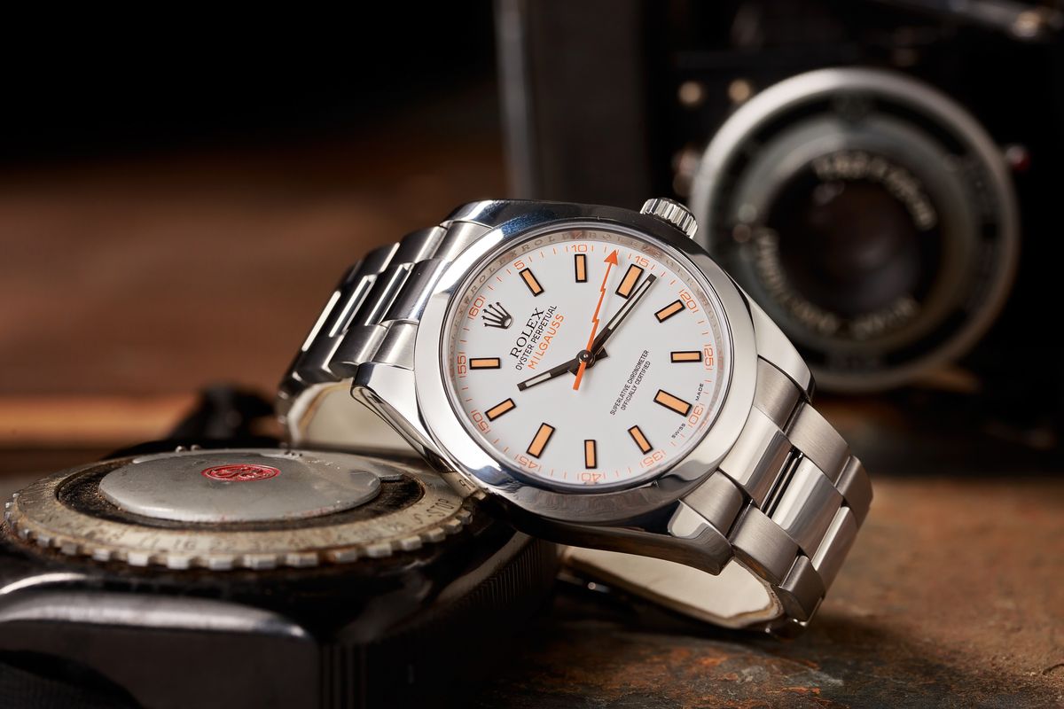 rolex milgauss white face